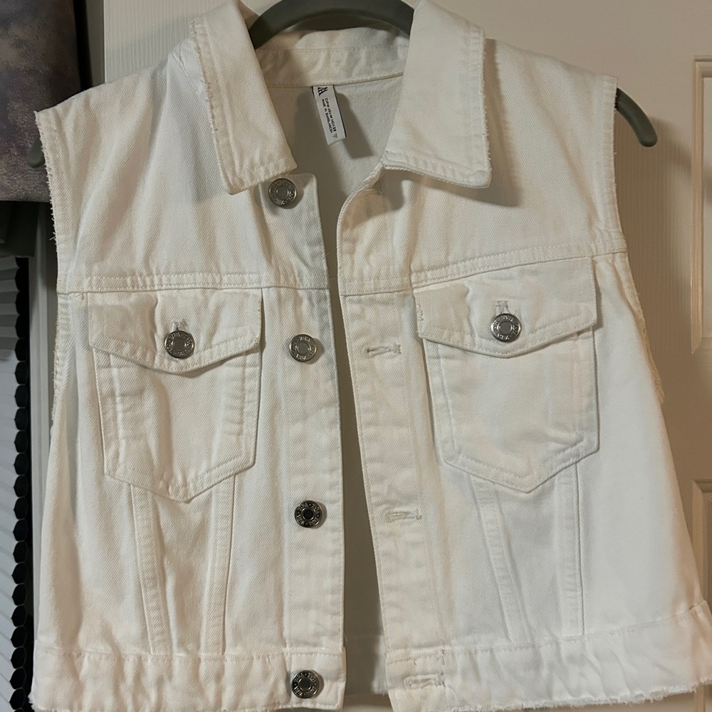 Zara White Denim Vest